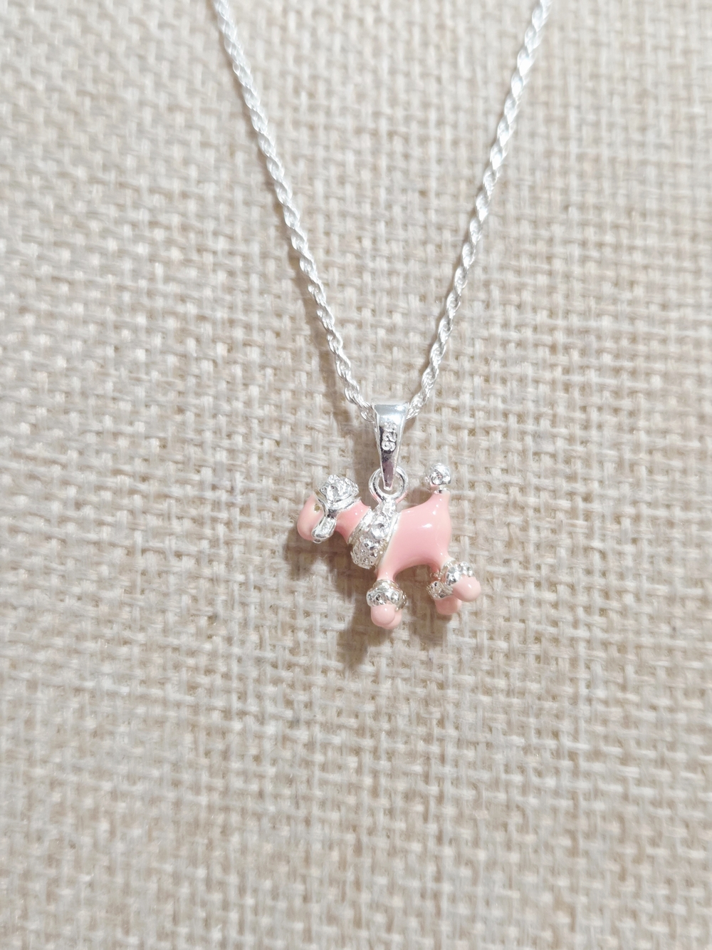 Silver Pink Poodle Pendant Necklace - Women Jewelry